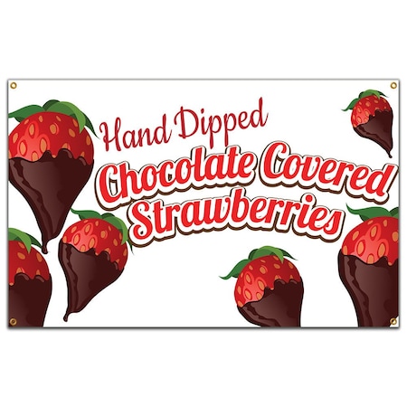 Signmission Chocolate Covered Strawberries Banner Concession Stand Food Truck Single Sided B-120 Chocolate Covered Strawberries19